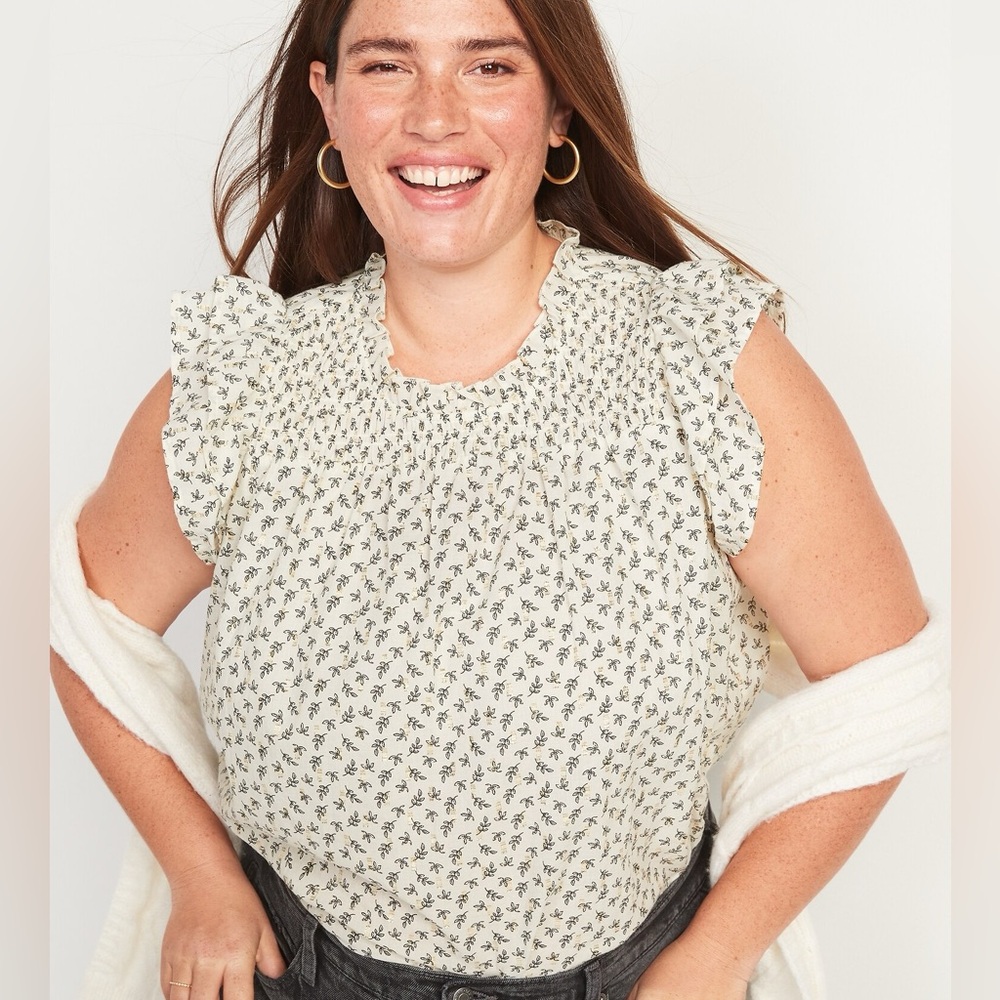 Old Navy Flutter-Sleeve Smocked Floral Swing Blouse for Women
